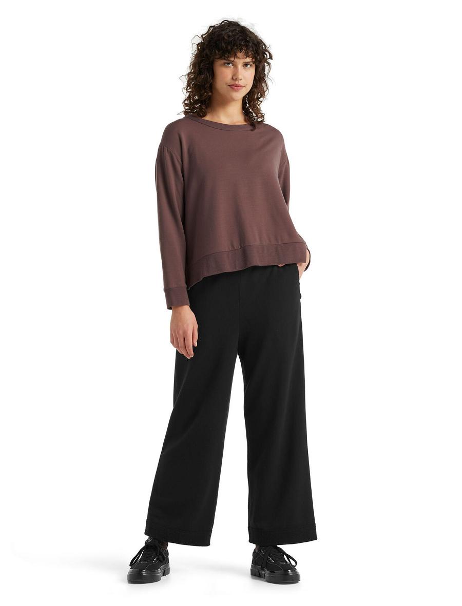 Black Women's Icebreaker RealFleece™ Merino Dalston Wide Pants | USA 1518YXFU